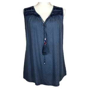 Anthropologie Luna Moon Blue Sleeveless Top Size M